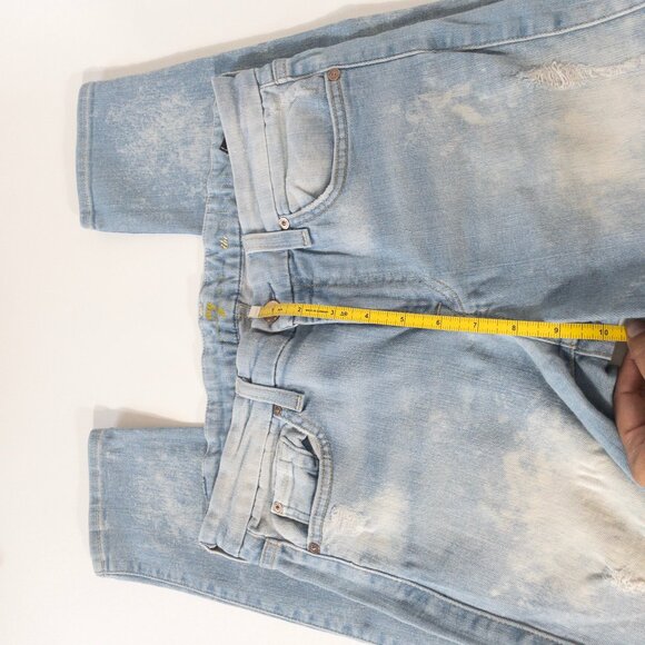 7 For All Mankind Bleach Wash Skinny Jean SZ 29 Punk Trendy 32 L Tall Faded - Picture 7 of 13